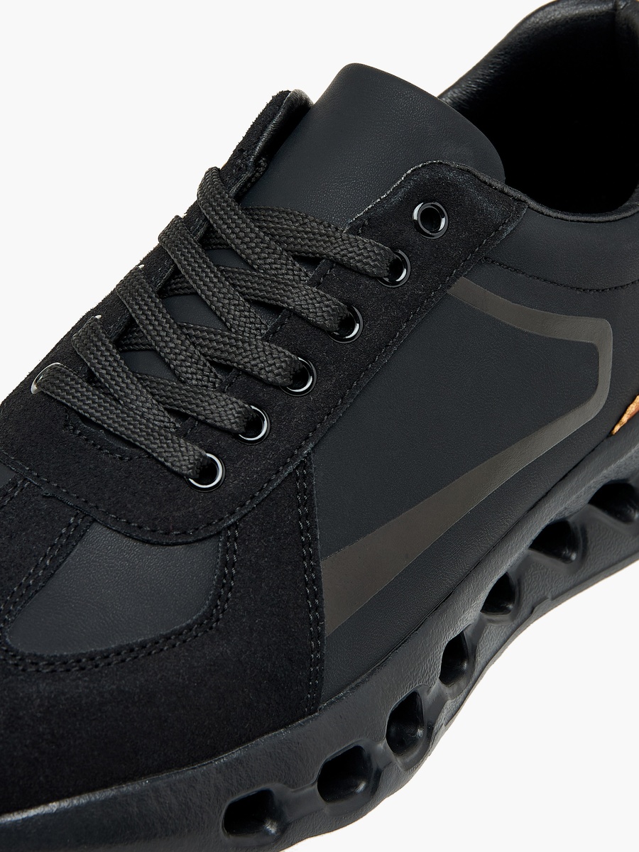 Panelled Ankle Sneakers with Lace-Up Closure