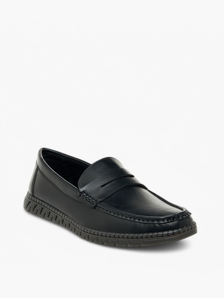 Textured Slip-On Loafers with Cutout Detail