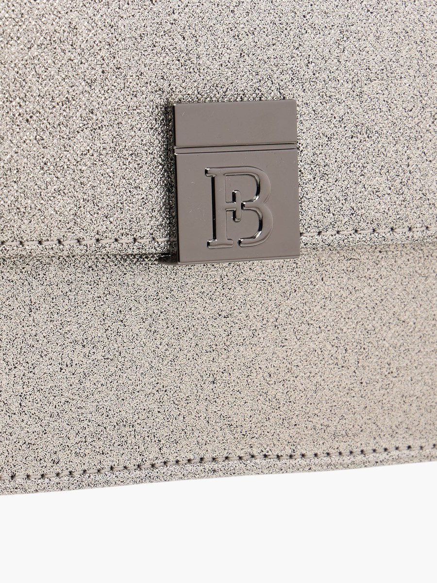Metallic Crossbody Bag with Button Closure and Chain Strap