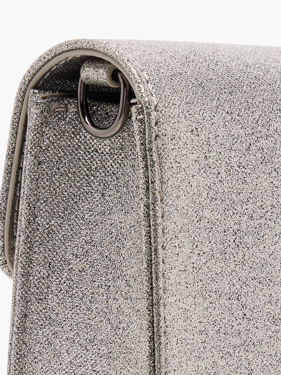 Metallic Crossbody Bag with Button Closure and Chain Strap