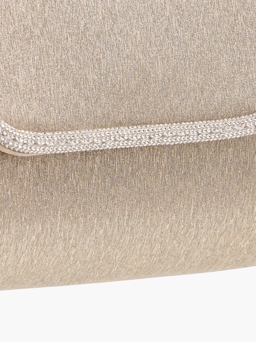 Embellished Crossbody Bag with Detachable Chain Strap and Flap Closure