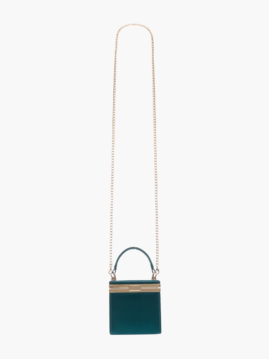 Textured Crossbody Bag with Detachable Strap and Clasp Closure