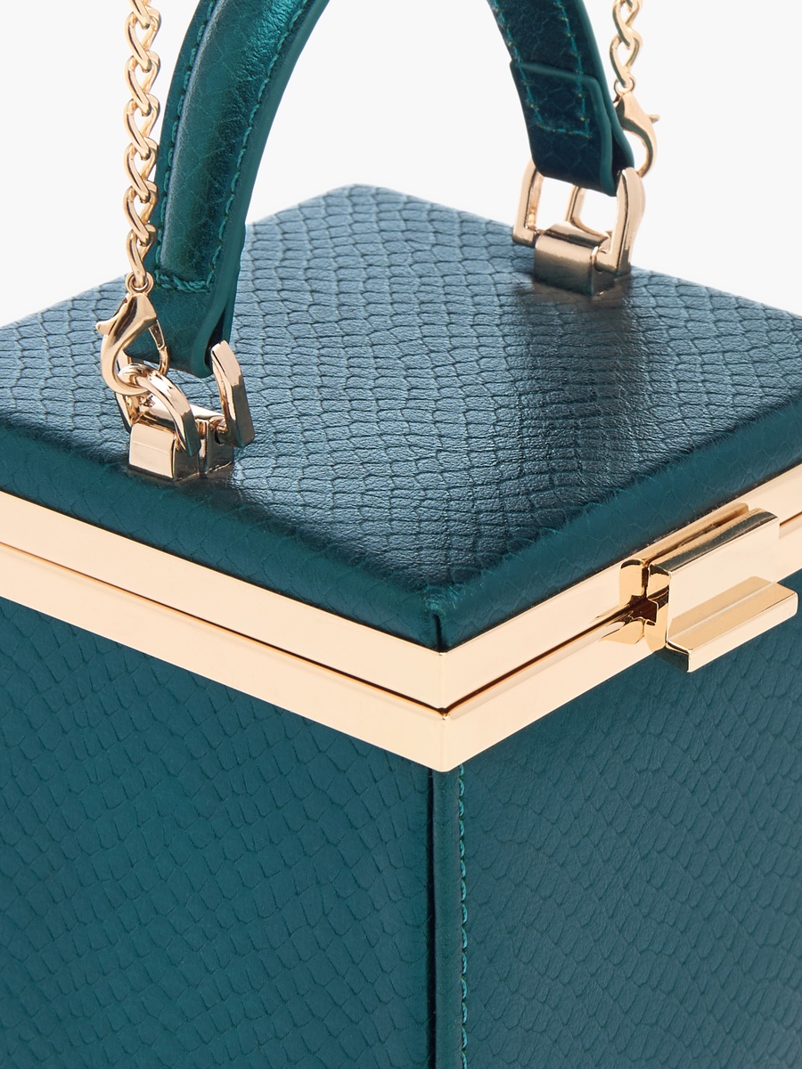 Textured Crossbody Bag with Detachable Strap and Clasp Closure