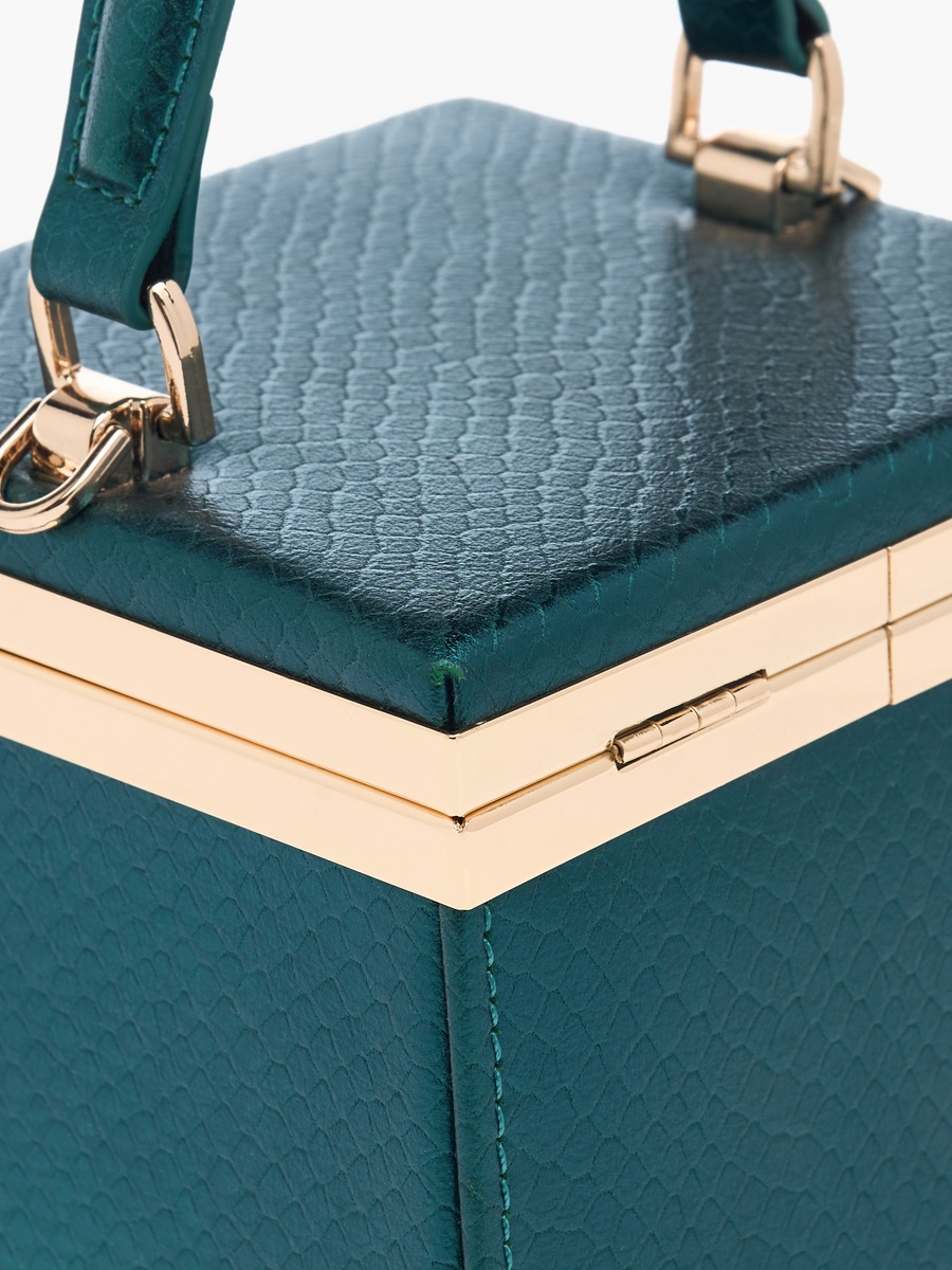 Textured Crossbody Bag with Detachable Strap and Clasp Closure