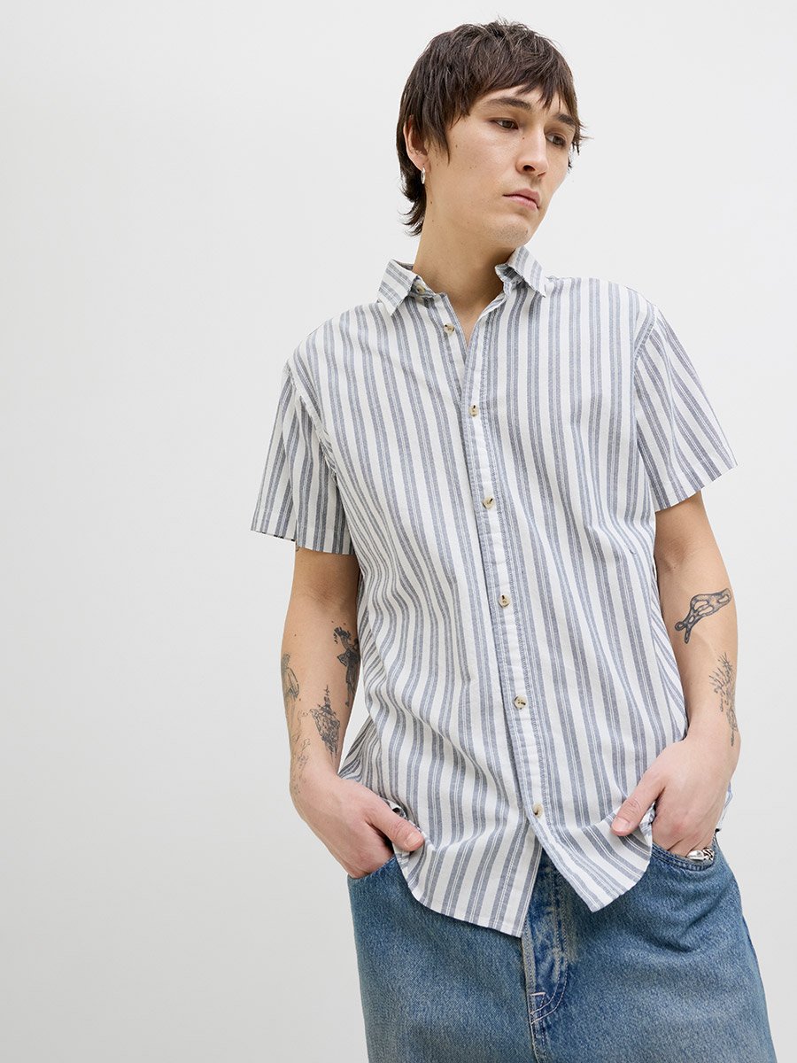 Striped Spread Collar Regular Fit Shirt