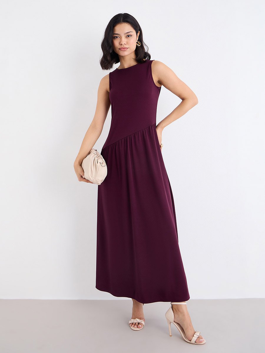 Burgundy Sleeveless Maxi Dress
