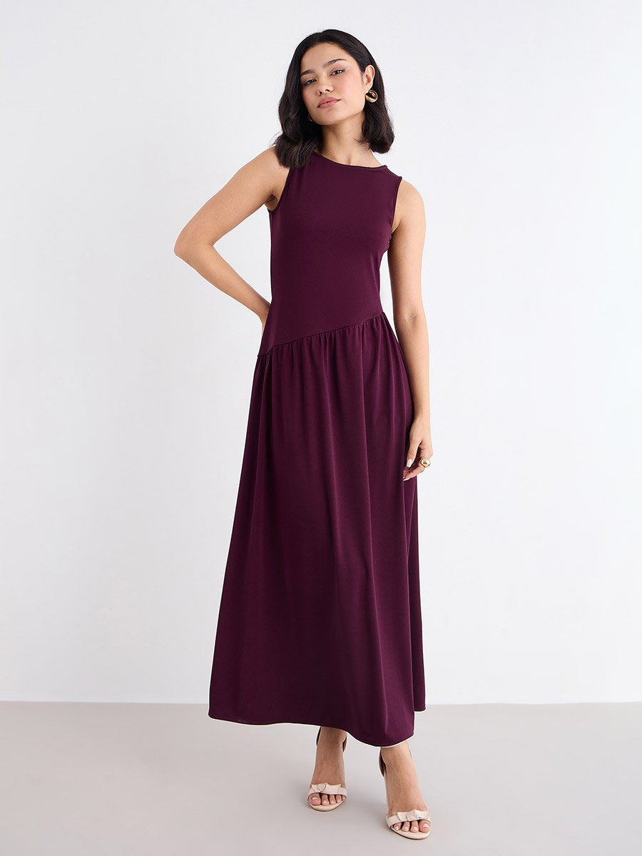 Burgundy Sleeveless Maxi Dress