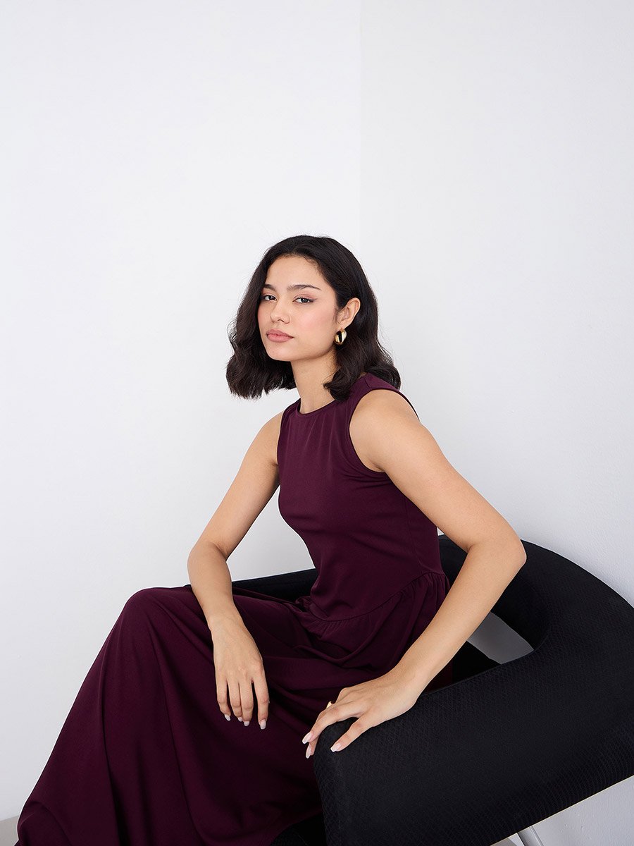 Burgundy Sleeveless Maxi Dress