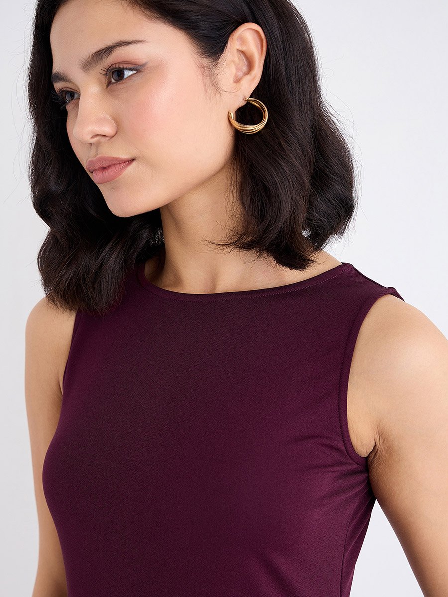 Burgundy Sleeveless Maxi Dress