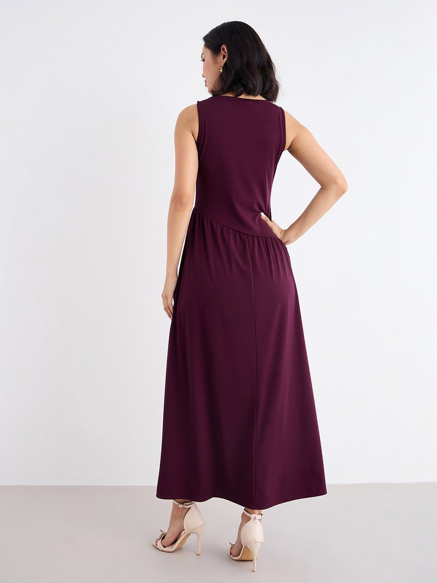 Burgundy Sleeveless Maxi Dress