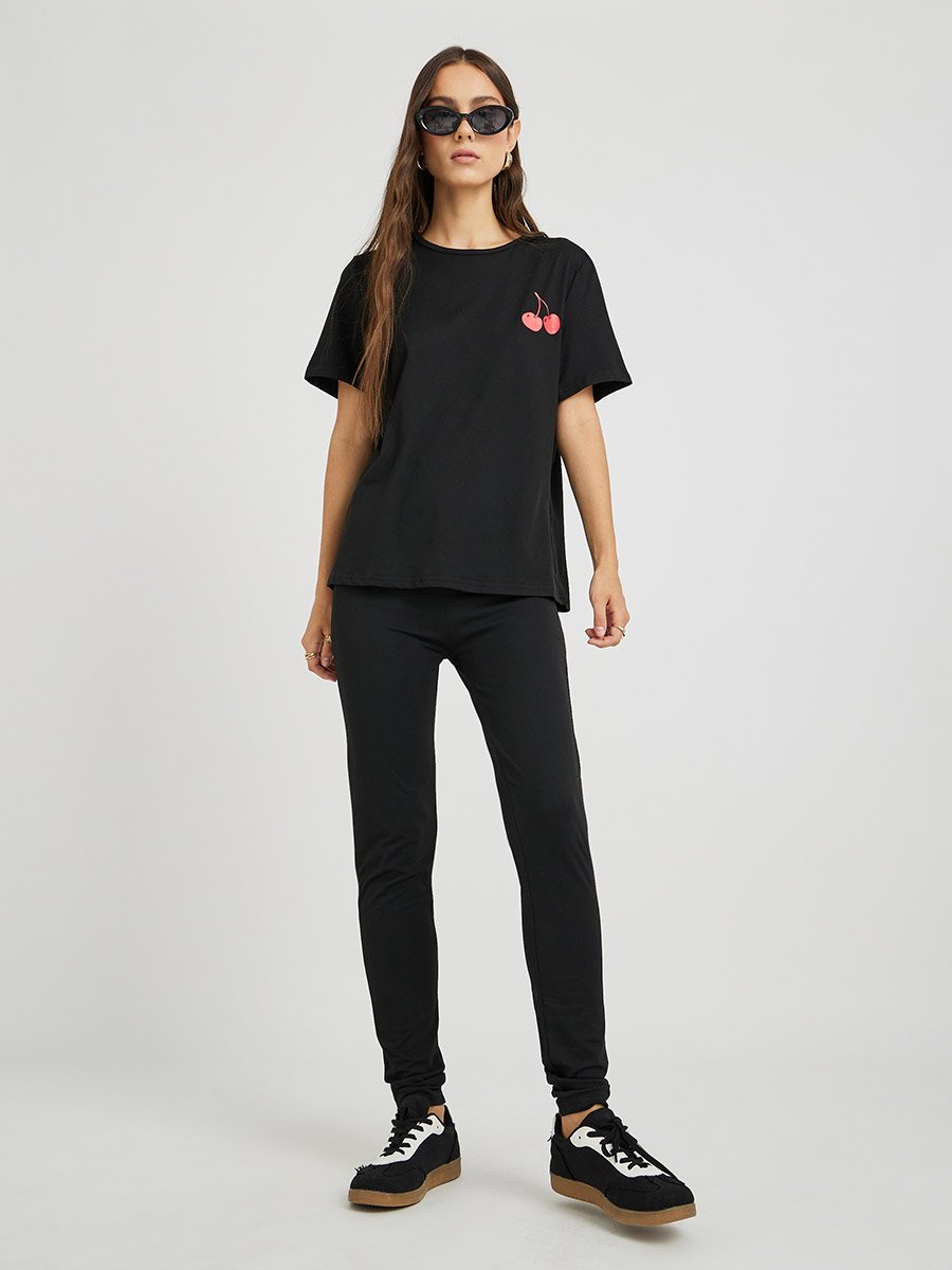 Cherry Print Short Sleeve T-Shirt and Leggings Co-Ords