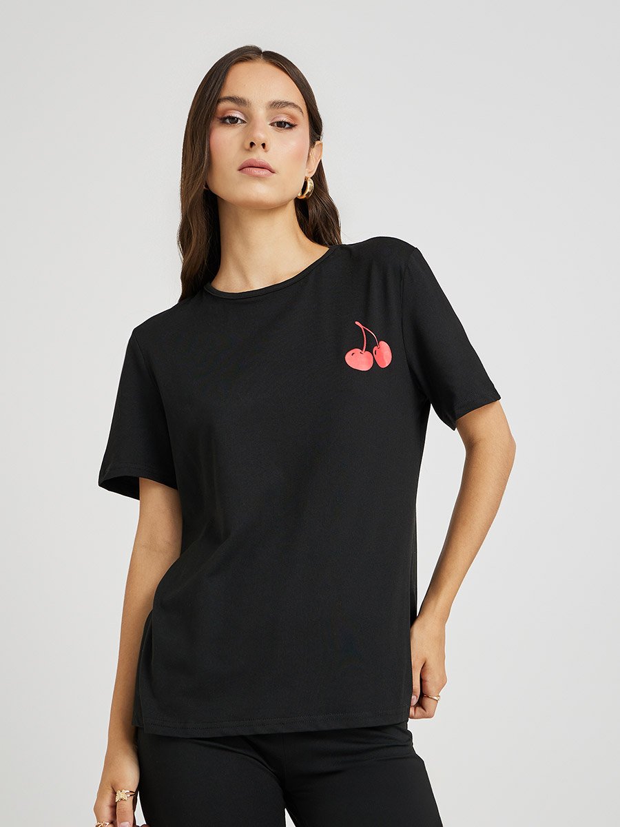 Cherry Print Short Sleeve T-Shirt and Leggings Co-Ords