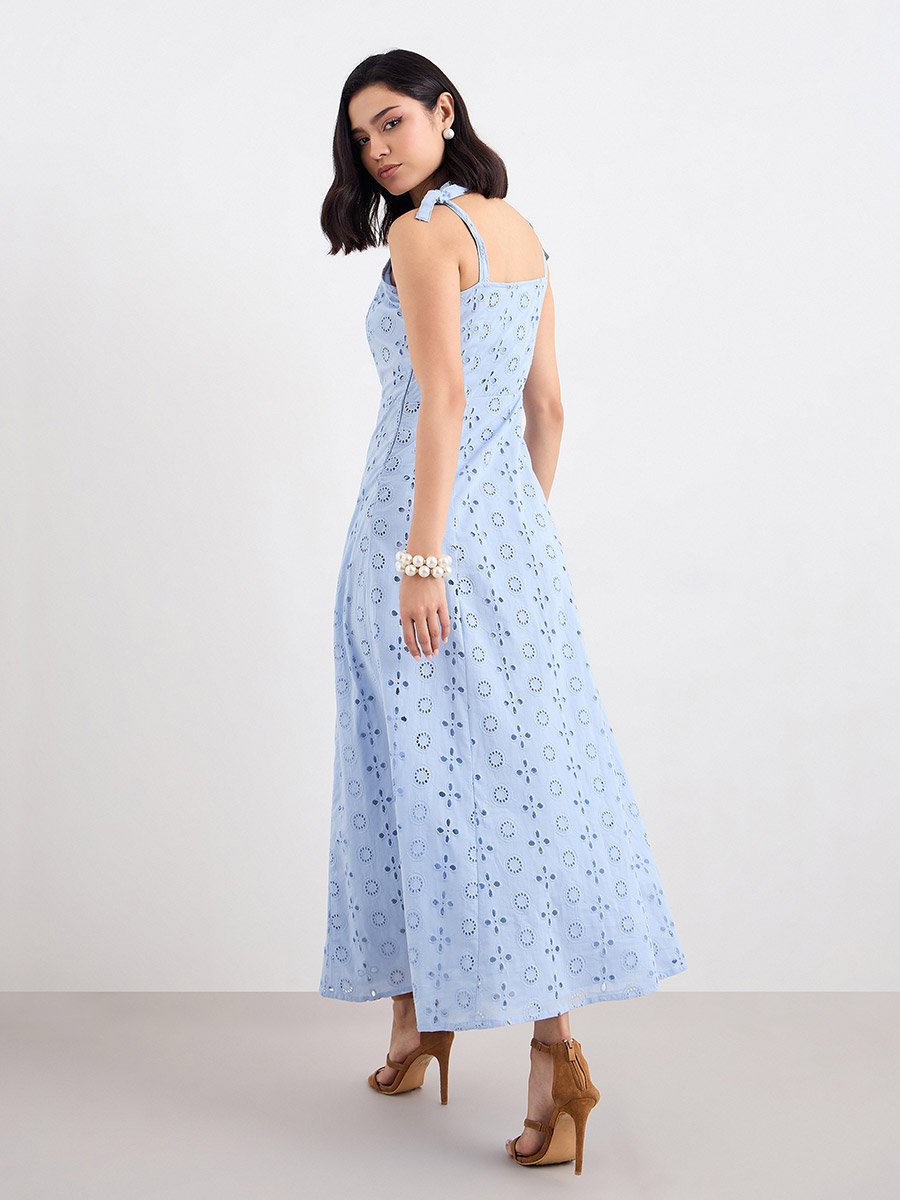 Women Schiffli Cotton Maxi Dress