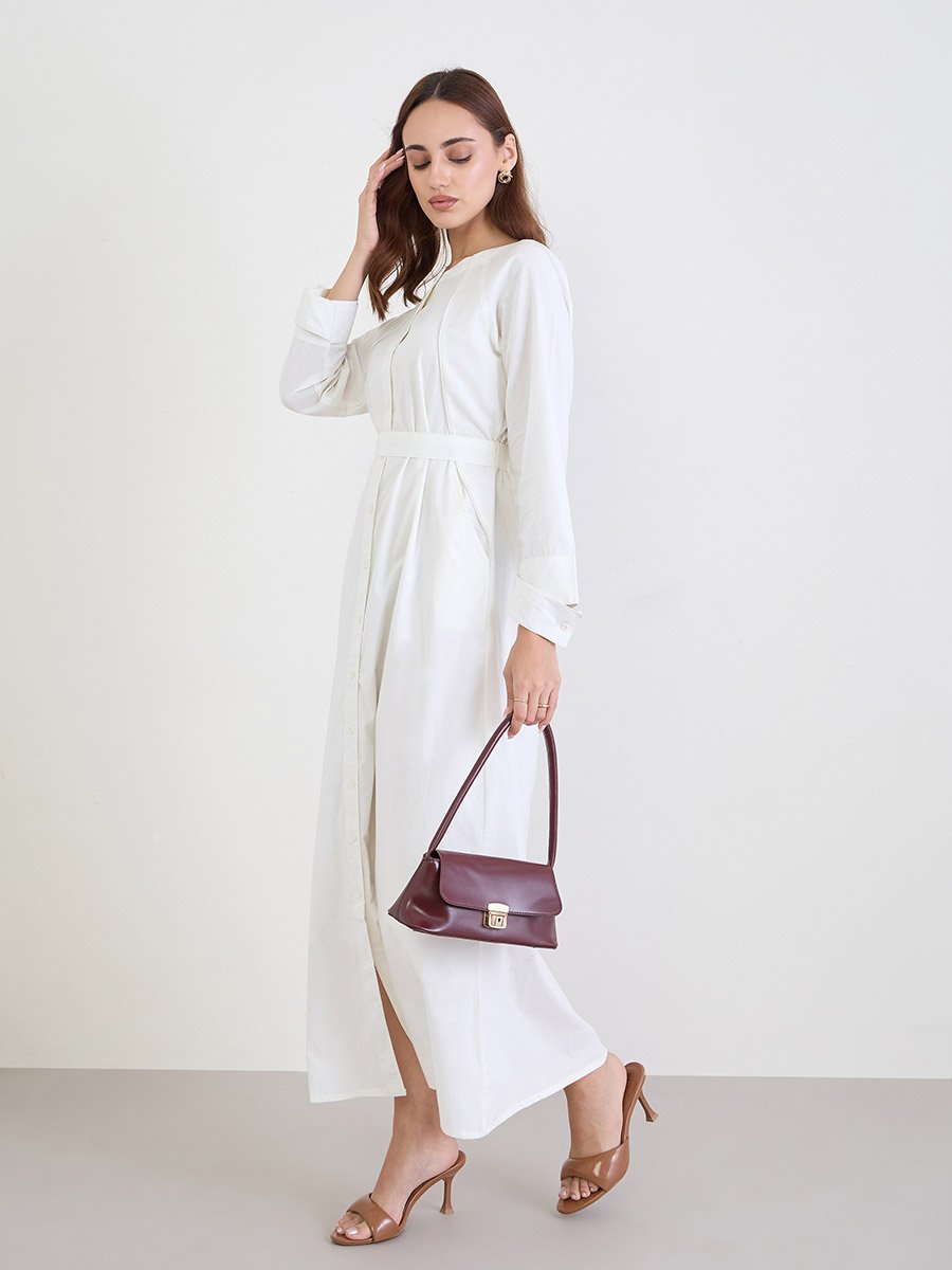 White Cotton Shirt Maxi Dress