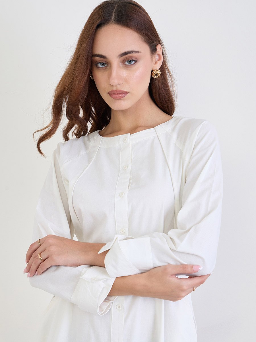 White Cotton Shirt Maxi Dress