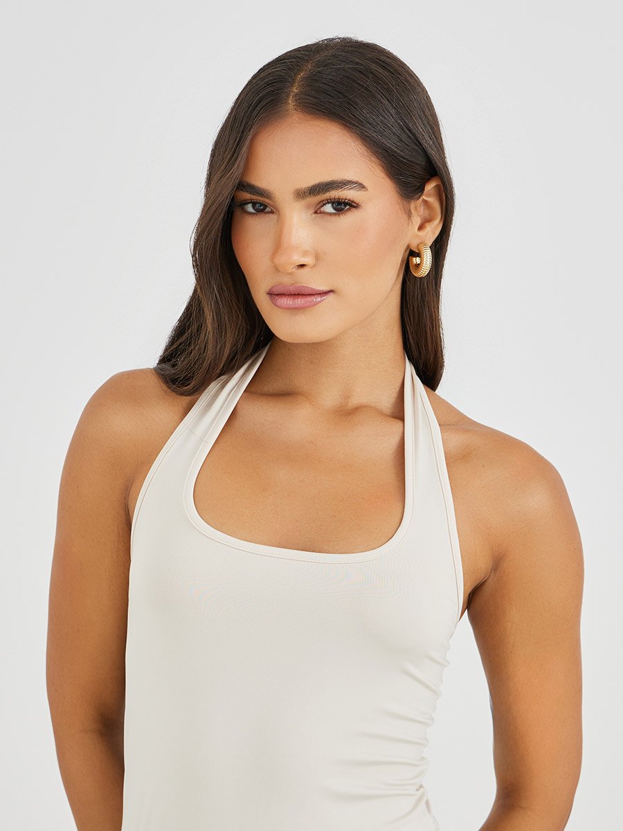 Solid Sleeveless A-Line Midi Dress