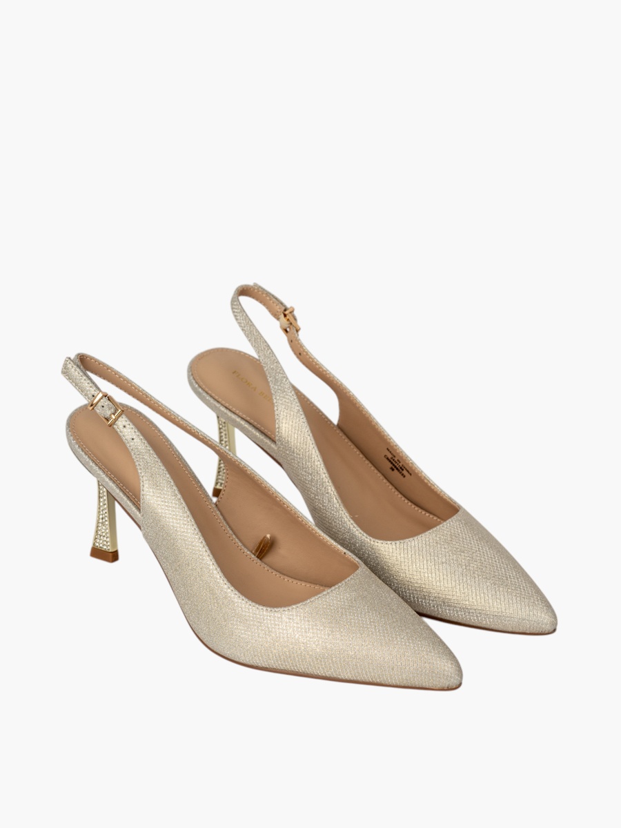 Textured Slingback Shoes with Stiletto Heels