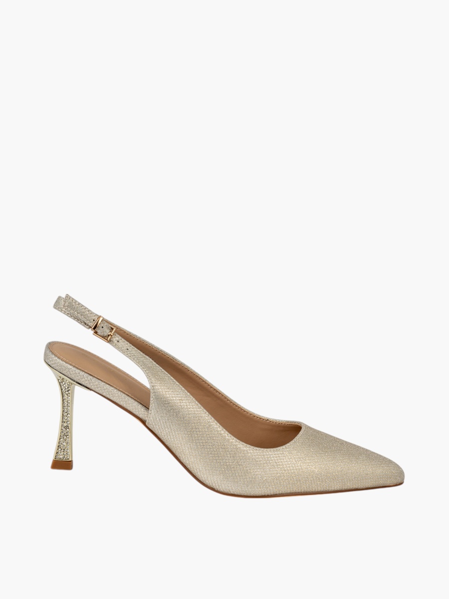 Textured Slingback Shoes with Stiletto Heels