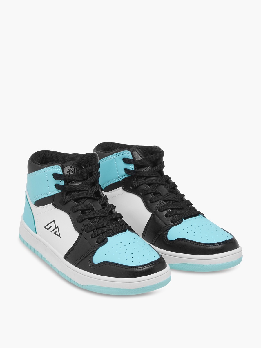 Colourblock High-Top Sneakers with Lace-Up Closure