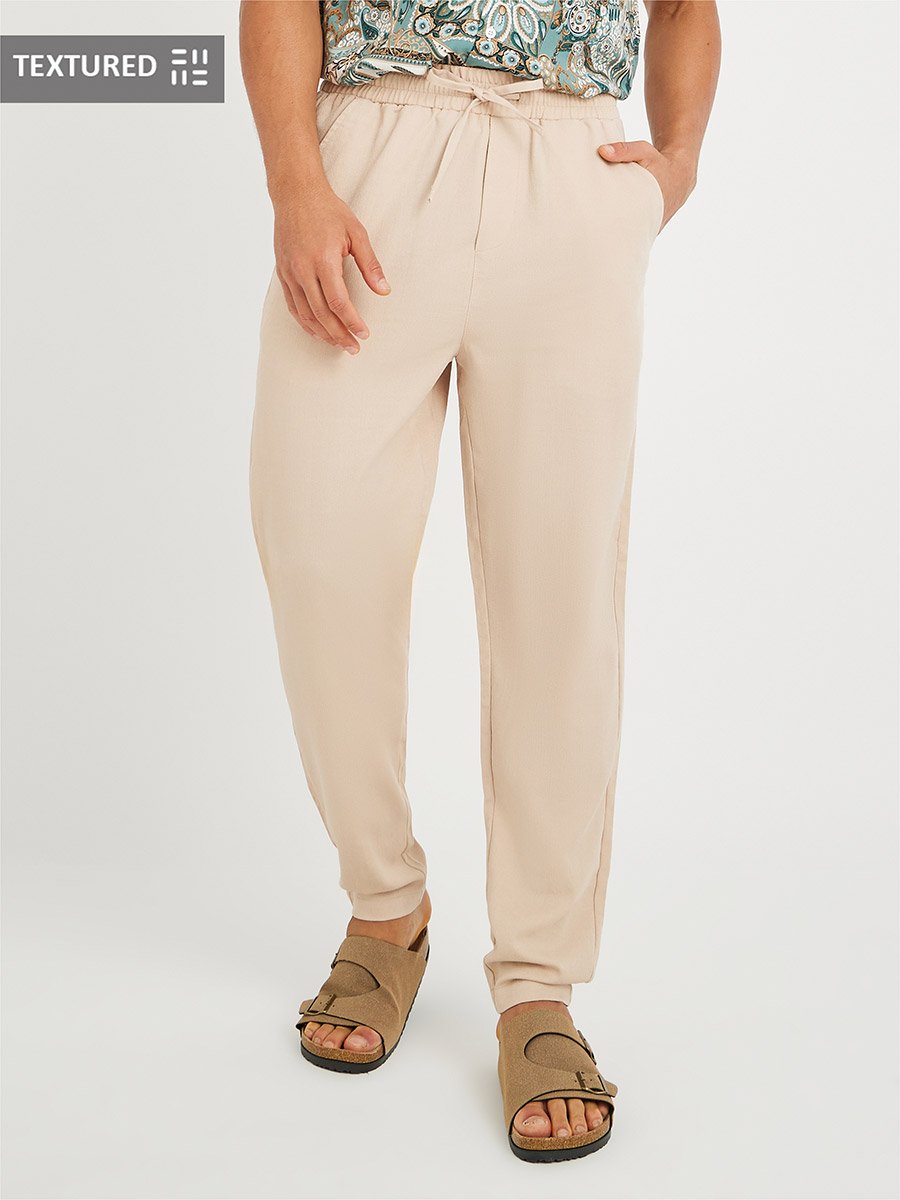 Textured Balloon Fit Trousers with Drawstring