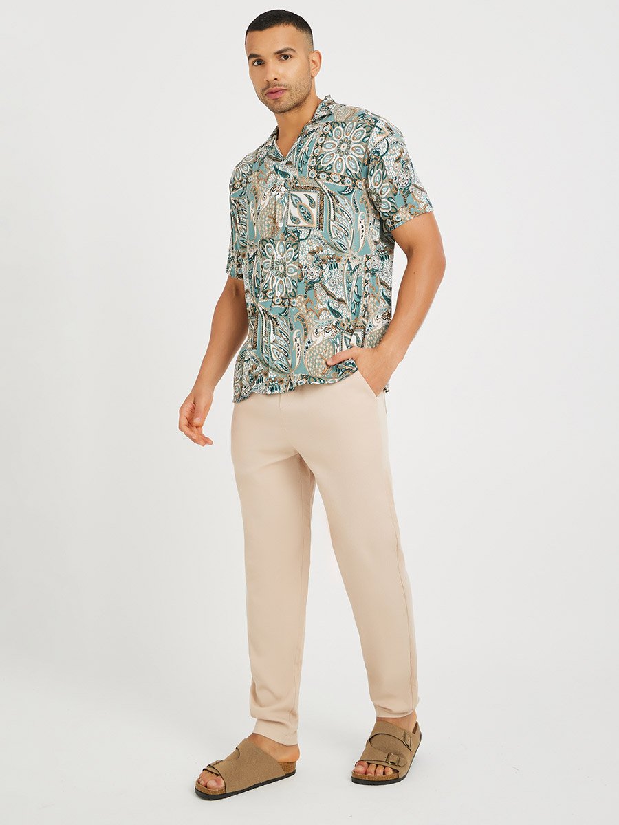 Textured Balloon Fit Trousers with Drawstring