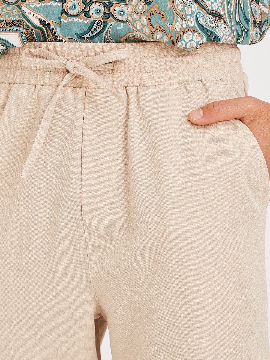 Textured Balloon Fit Trousers with Drawstring