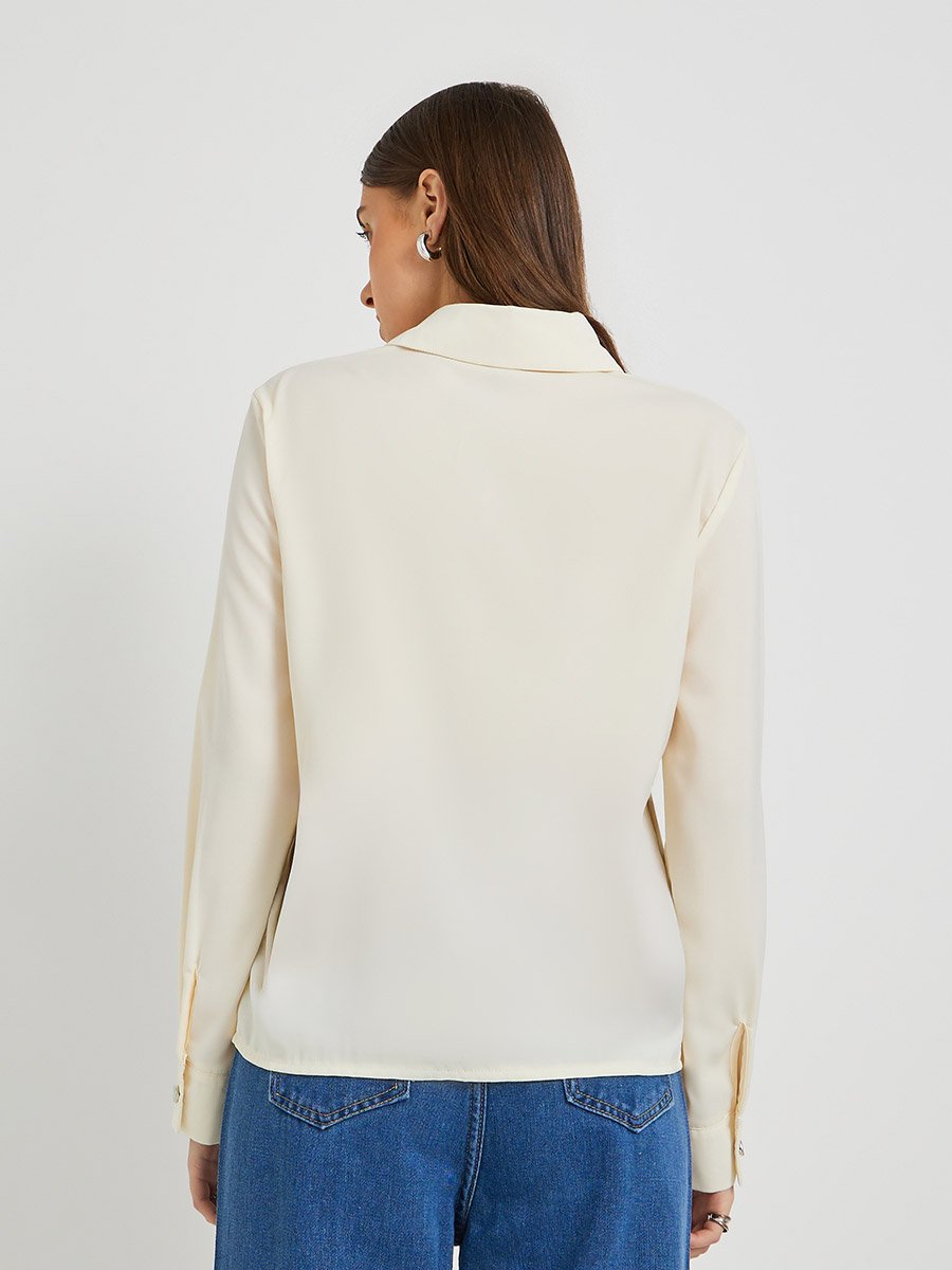 Pleated High Neck Blouse with Tulip Sleeves For Women at UAE | Styli
