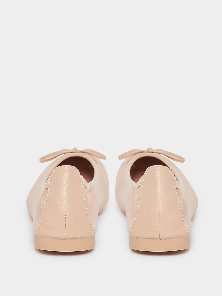 Nude Bow Trim Ballerinas