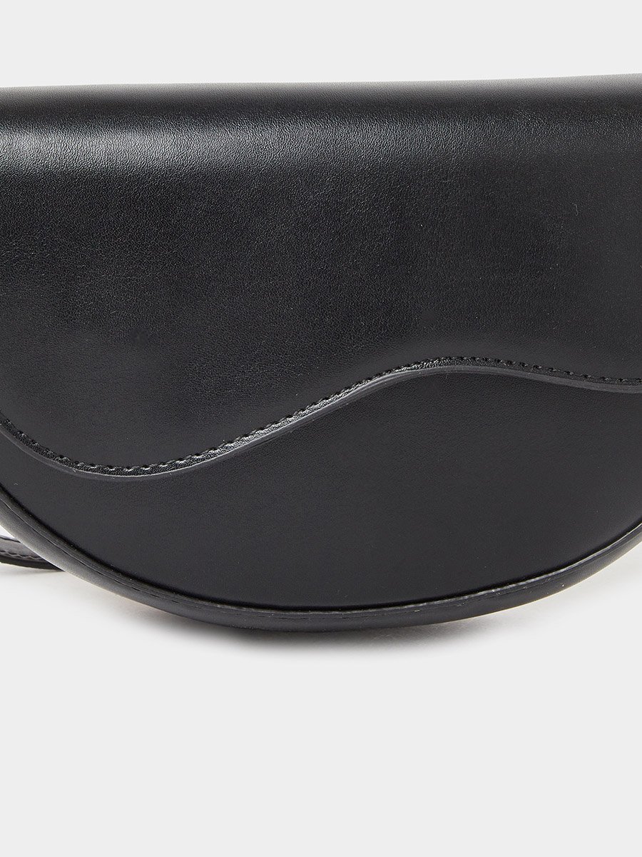 Solid Half Moon Saddle Bag with Flap Front
