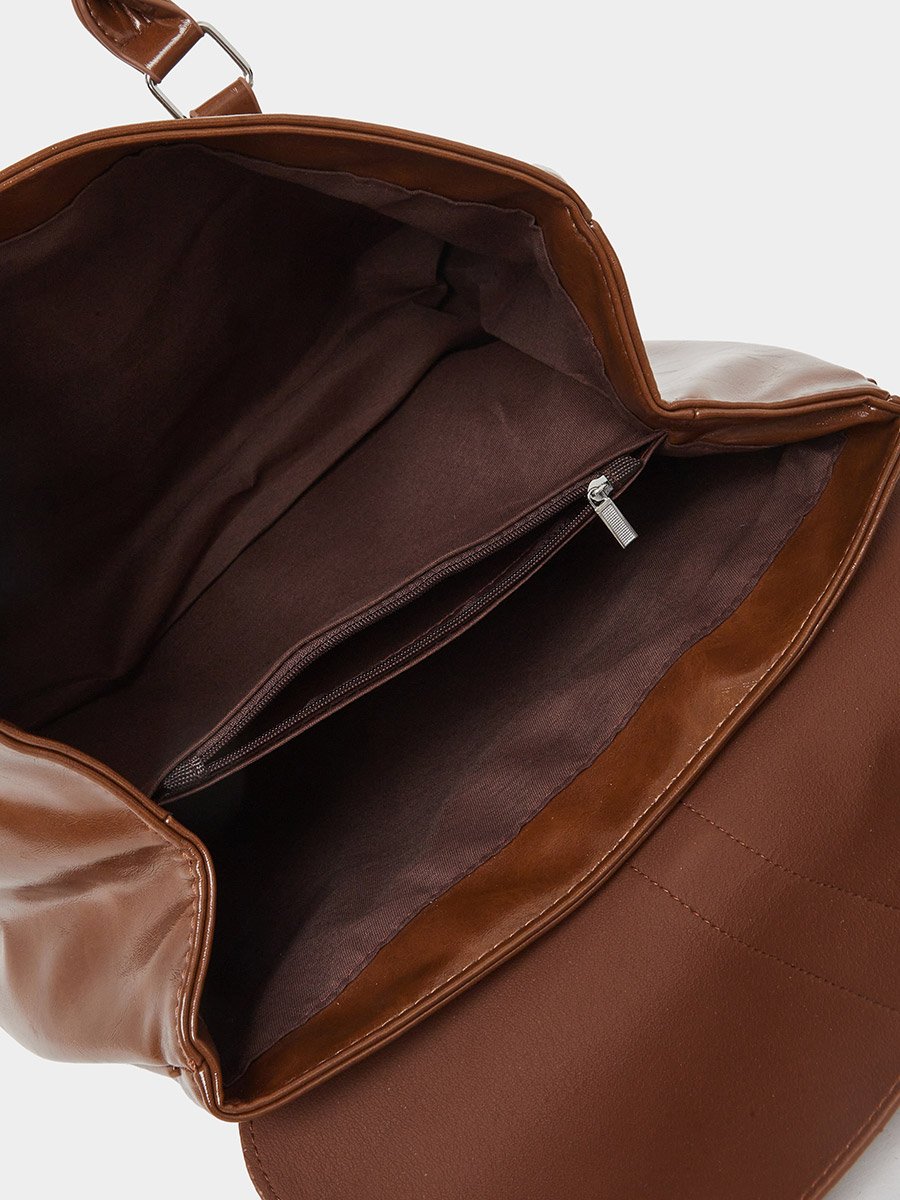 Plain Push Lock Handbag with Double Handle