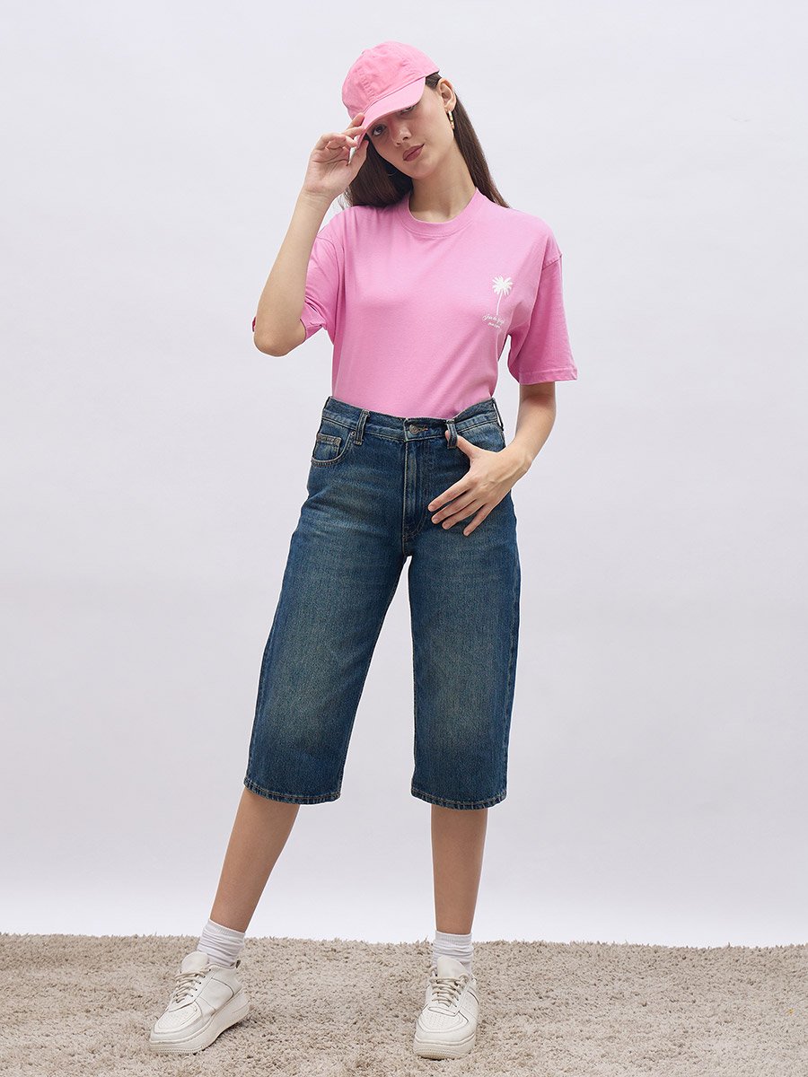 Graphic Print Oversized 100% Cotton T-Shirt