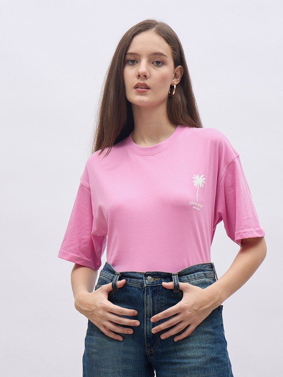 Graphic Print Oversized 100% Cotton T-Shirt