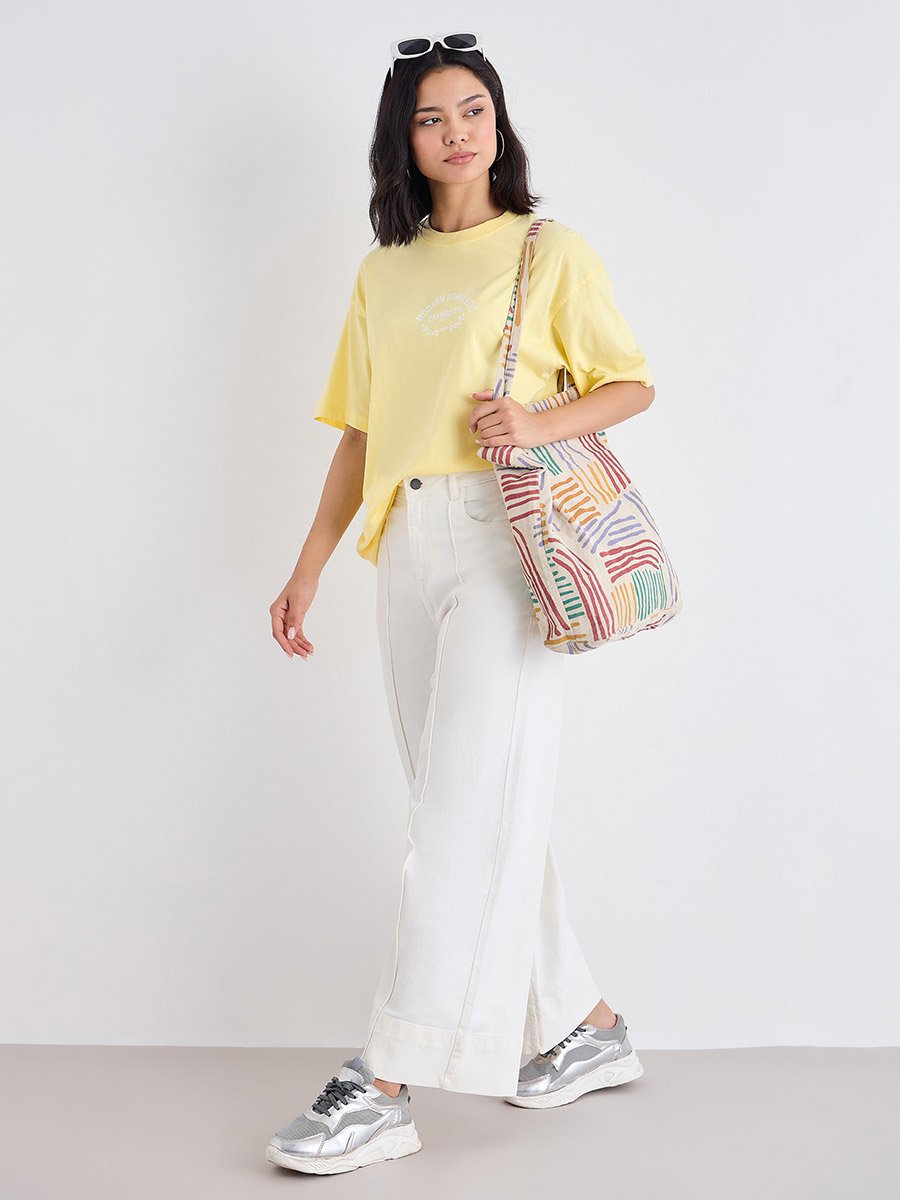 Slogan Print Short Sleeve Oversized T-Shirt