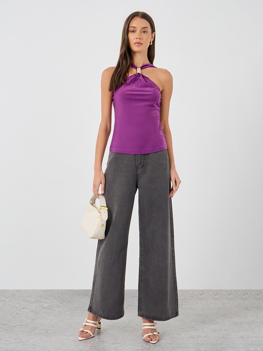 Halter Neck Regular Fit Knit Top