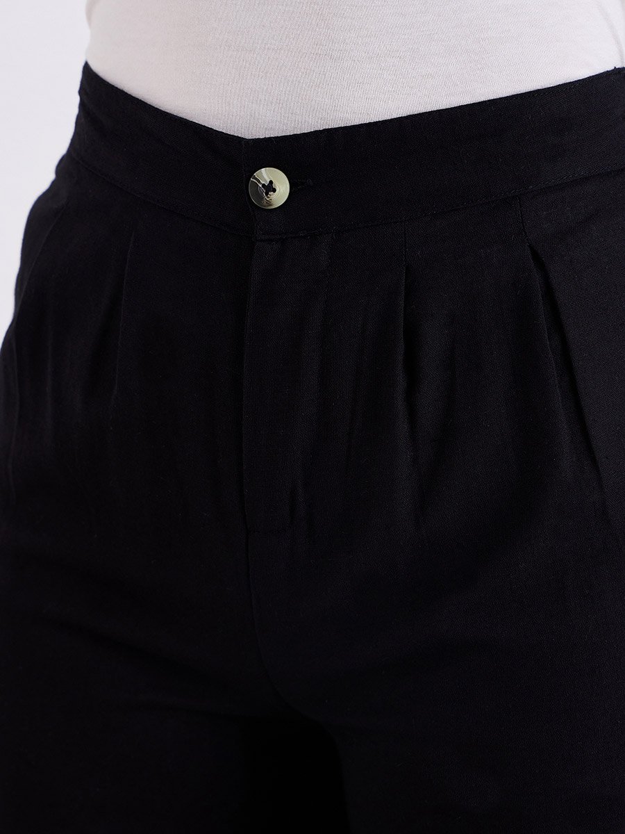 Black Casual Wide Leg Culottes
