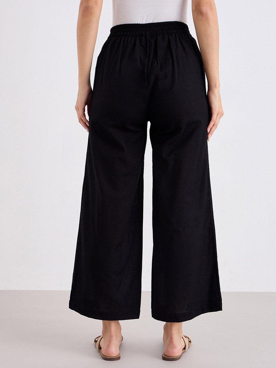 Black Casual Wide Leg Culottes