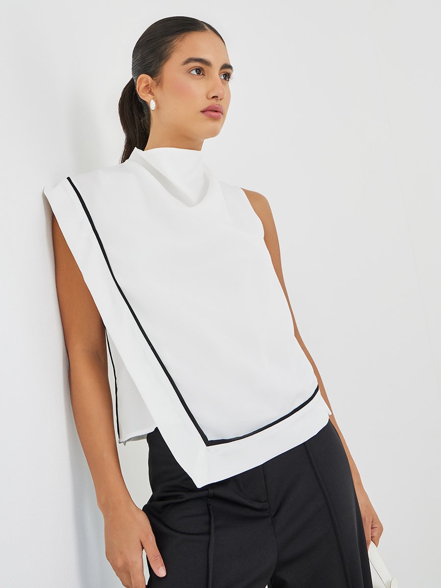 Solid Asymmetric Hem Sleeveless Top