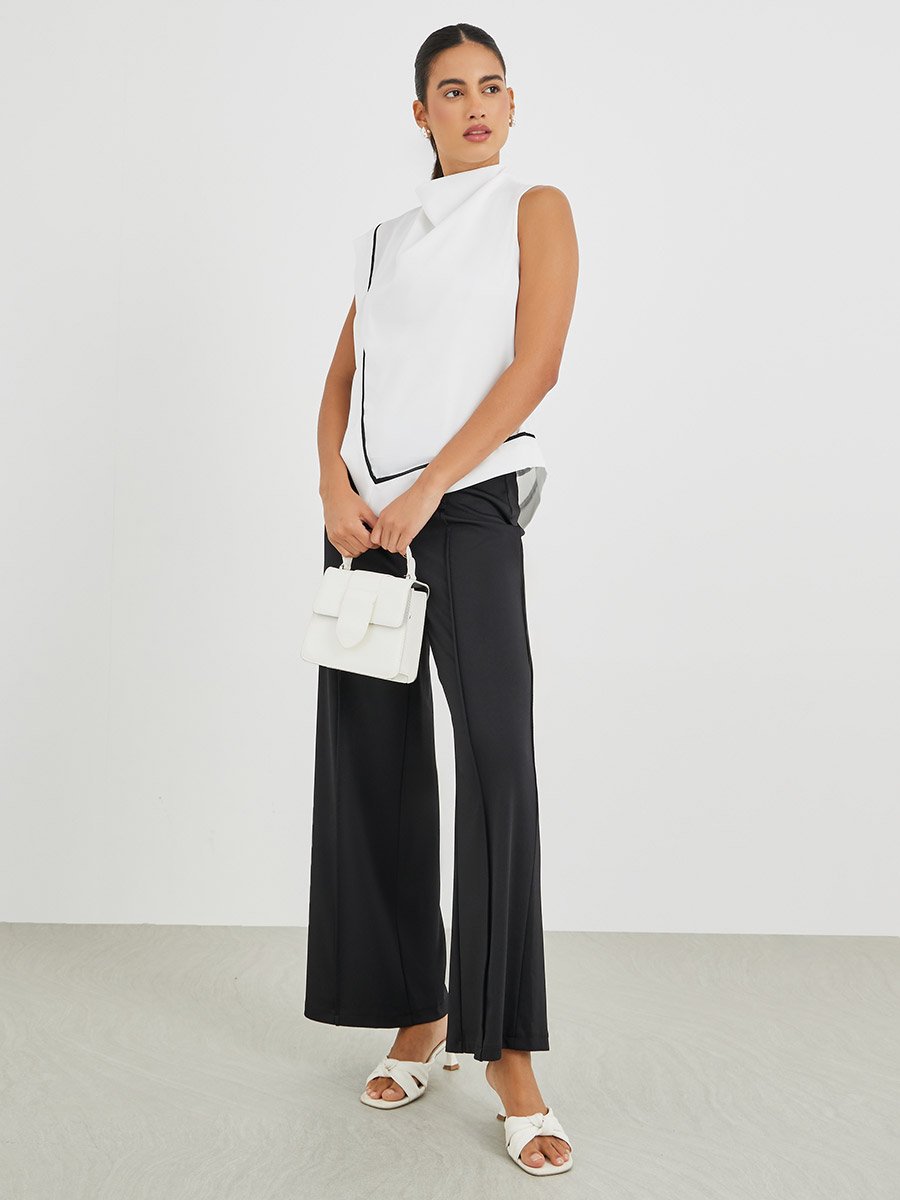 Solid Asymmetric Hem Sleeveless Top