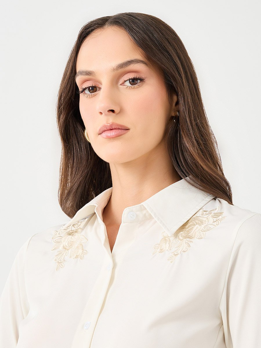 Floral Embroidered Plain Shirt