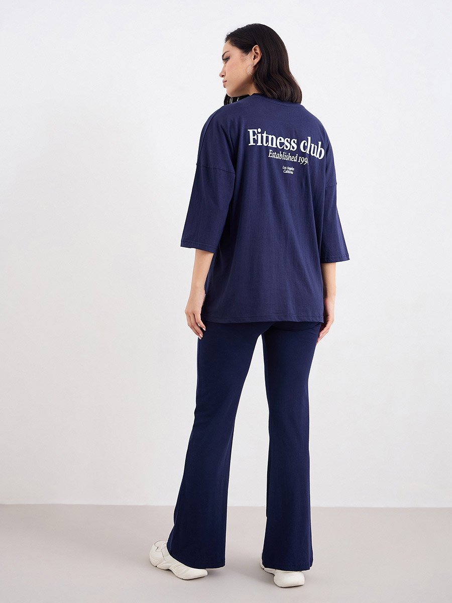 Patch Detail Oversized T-Shirt and Flared Leggings Co-Ords