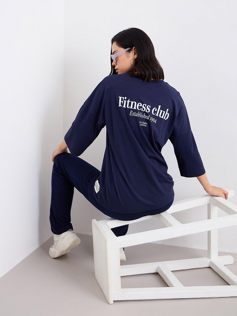 Patch Detail Oversized T-Shirt and Flared Leggings Co-Ords
