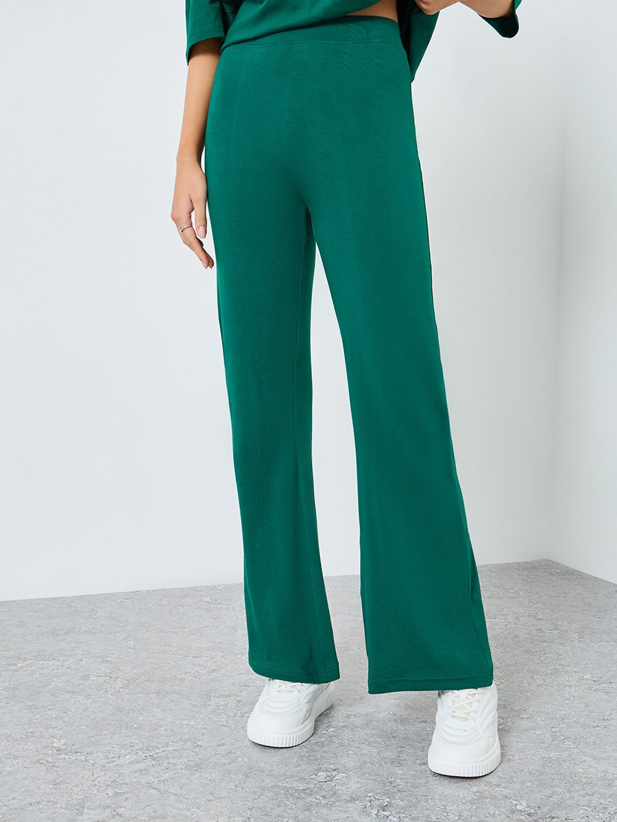 Women Dark Green T-Shirt and Leggings Co-Ords