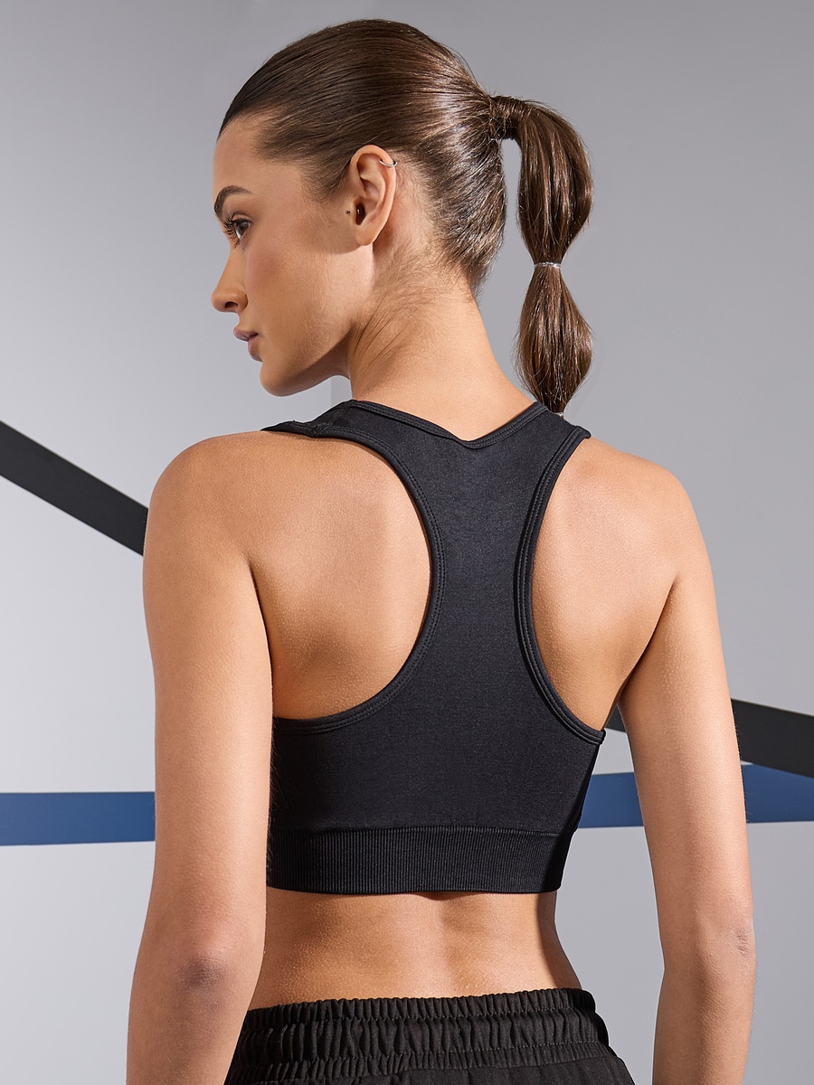 Printed Scoop Neck Sports Bra with Racerback