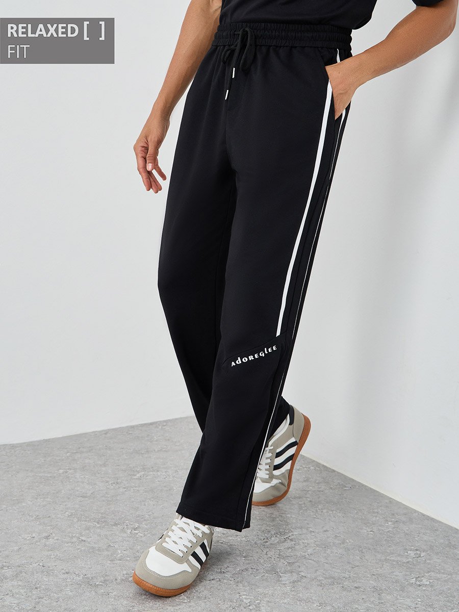 Woven Relaxed Fit Joggers with Double Side Piping