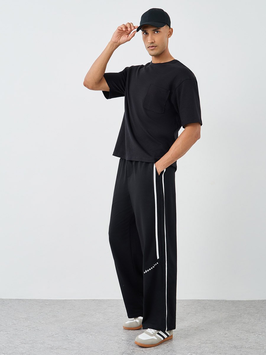 Woven Relaxed Fit Joggers with Double Side Piping