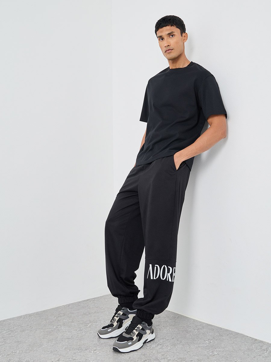 Oversized Joggers with Placement Print