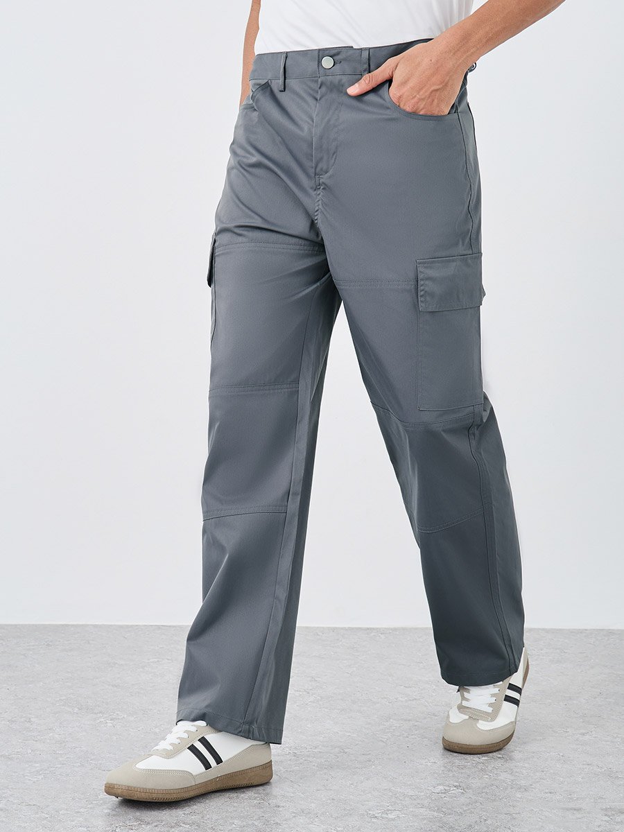 Woven Straight Fit Open Hem Joggers with Cargo Pocket