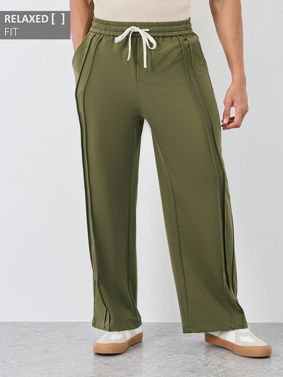Relaxed Fit Pintuck Joggers with Drawcord