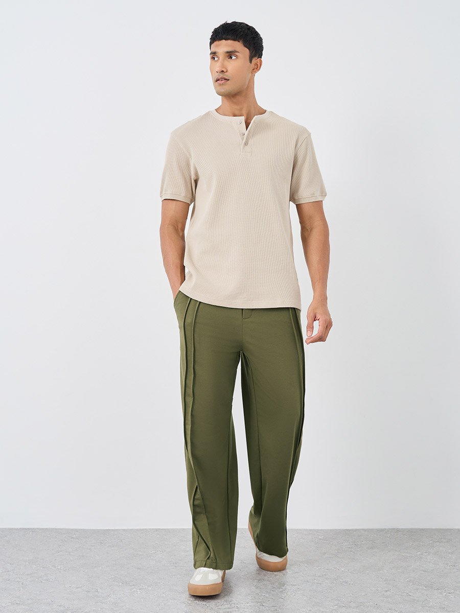 Relaxed Fit Pintuck Joggers with Drawcord
