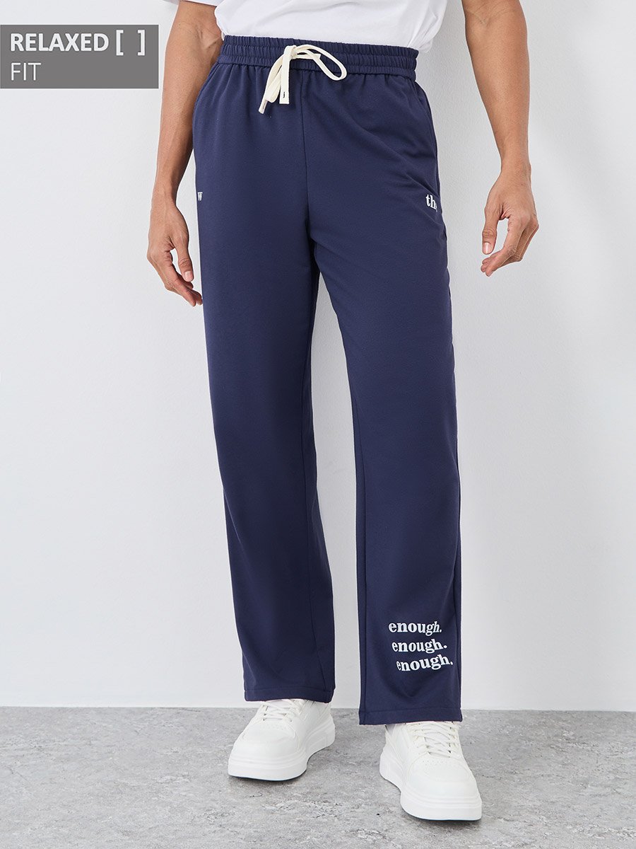 Relaxed Fit Printed Open Hem Joggers with Contrast Drawcord